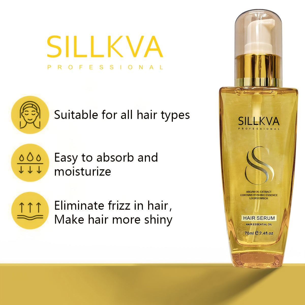 SILLKVA Argan Oil Hair Serum For Dry Damaged Hair Repair