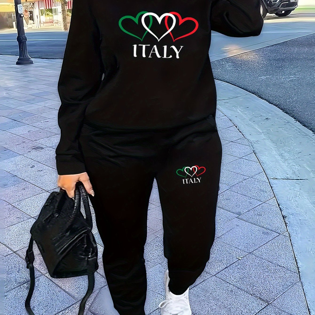 Italian Print Sweatshirt And Pants Set Italia Casual