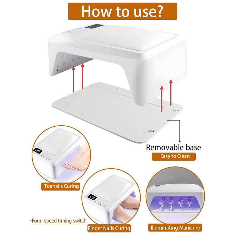 LED UV Nail Lamp with Digital Display and Handrest