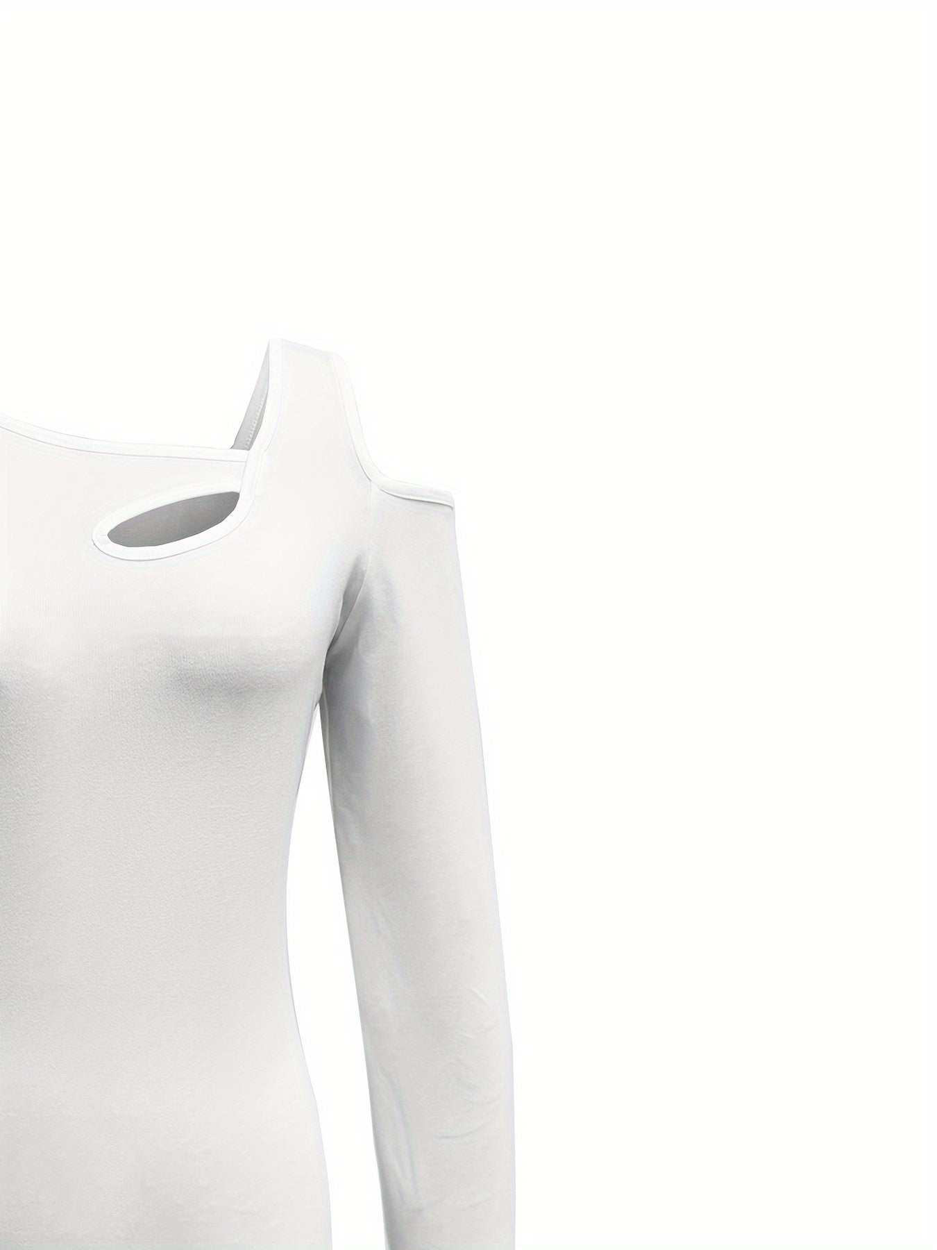 Cold Shoulder Cutout Tee With Asymmetrical Long Sleeve