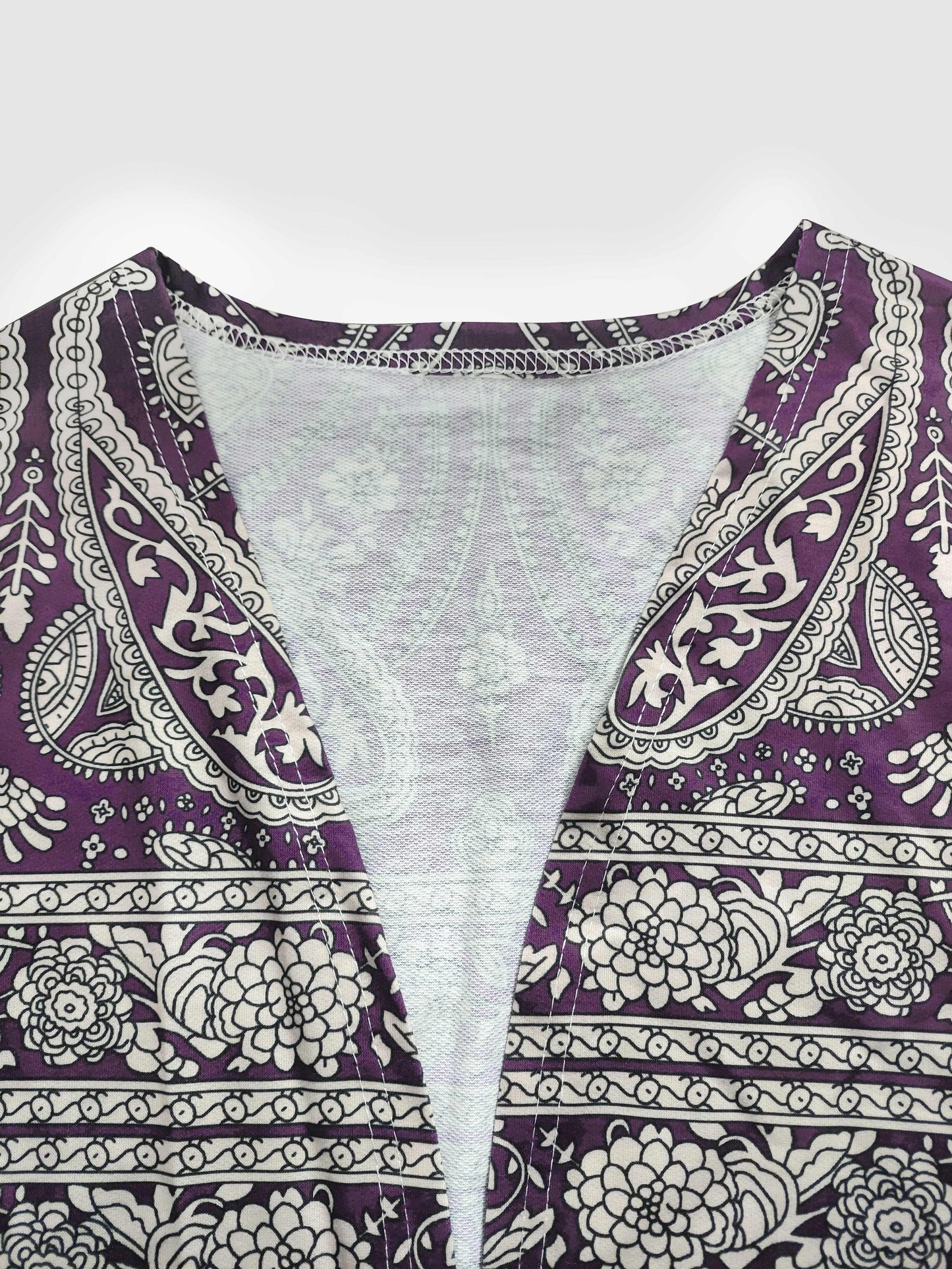 Elegant Paisley Print Womens Cardigan Open Front Knitwear