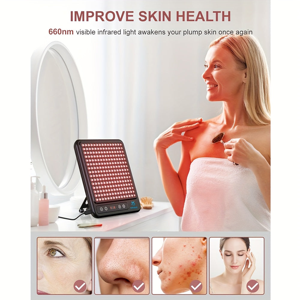 225 LEDs Dual-Chip Red Light Therapy Panel, Portable 660nm Red Light & 850nm Near-Infrared LED Device With Stand Timer, For Face Body Skin Care Home Spa Use