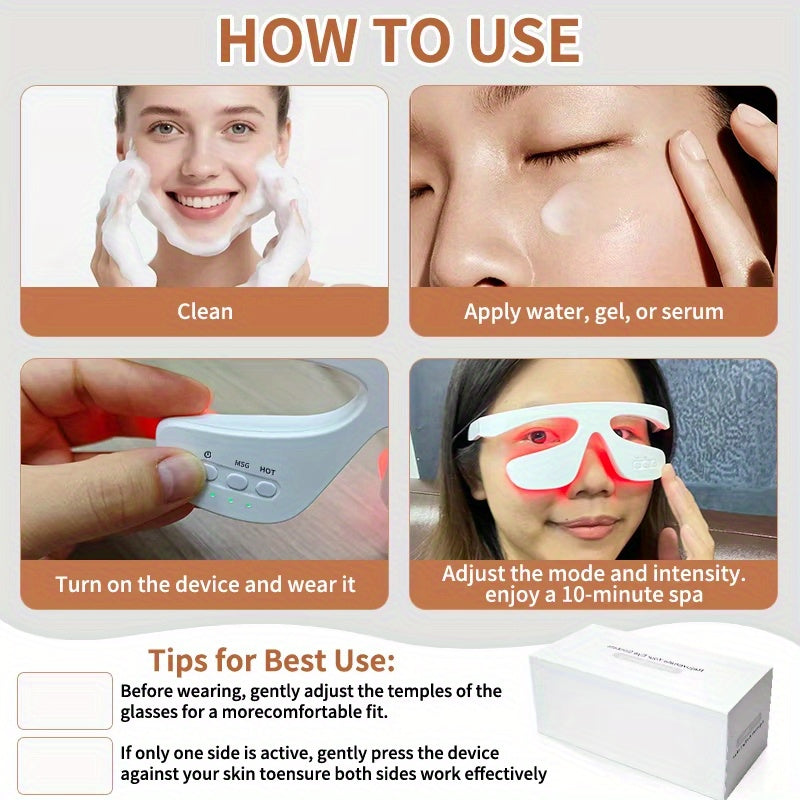 Red light eye massager, eye relaxation massager,  , fading dark circles, smoothing fine lines around the eyes, beauty and eye care, Antiaging Care, Dark Circle Remedy, Easytouse Device, Sleek Beauty Tool, Noninvasive Treatmen