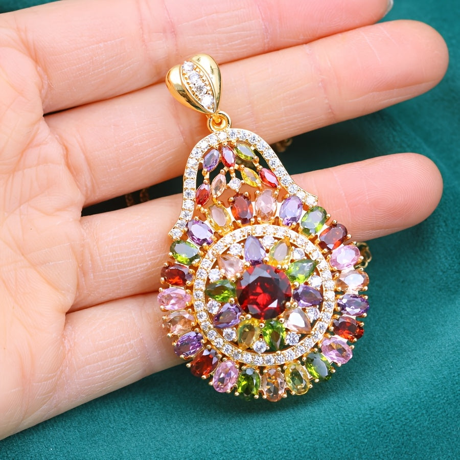 Elegant Bohemian 18K Gold Plated Zircon Pendant Necklace