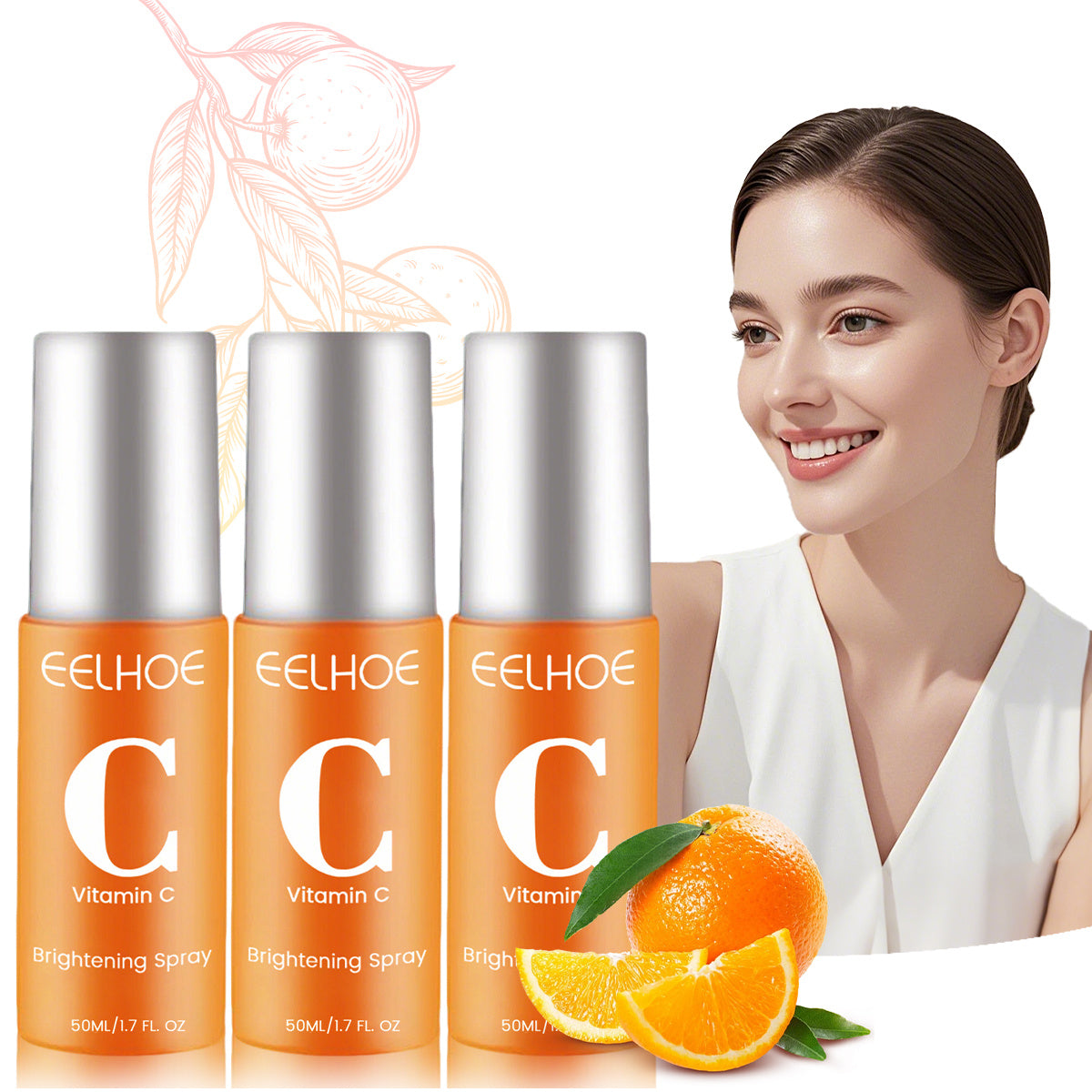 Vitamin C Moisturizing Spray Rich In Vitamin C Hydrating And Moisturizing Light Beige Spray Keeps Away From Dryness Suitable for All Light Beige Types Perfect Christmas Gift