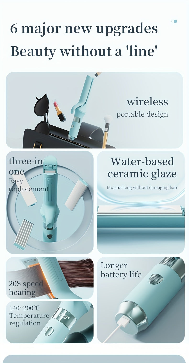 Portable USB Four In One Hair Straightener And Curling Iron