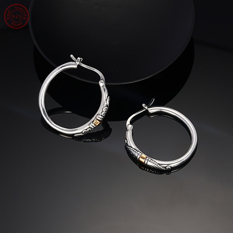 Sterling Silver Bali-Style Hoop Earrings for Elegant Women