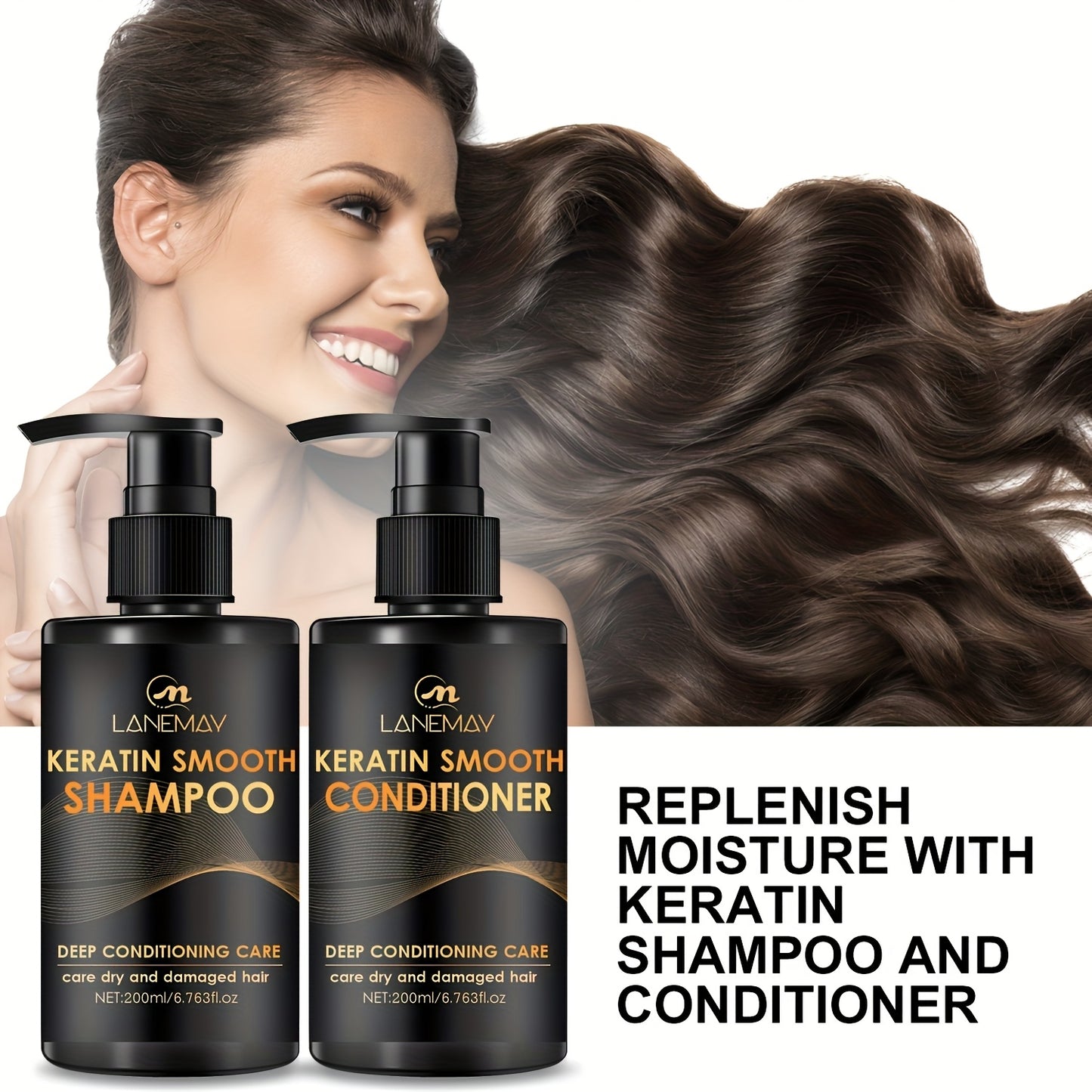 Keratin Smoothing Shampoo Conditioner Set For Healthy Hair
