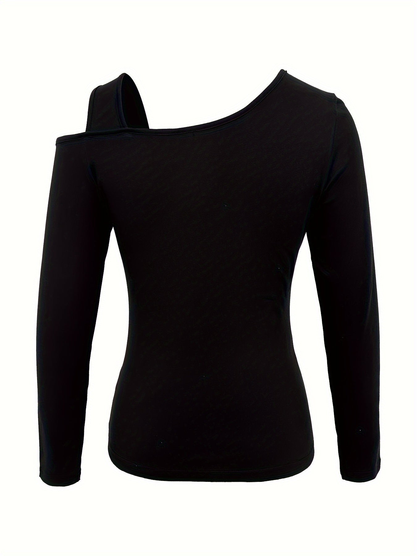 Cold Shoulder Cutout Tee With Asymmetrical Long Sleeve