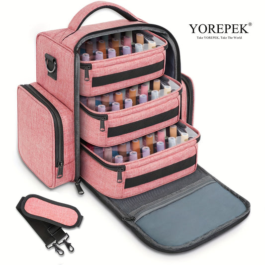 Nail Polish Storage Organizer Holds 72 Bottles (15 Ml-0.5fl.oz), Nail Polish Carrying Case with 3 Removable Pouches And 4 Zippered Pockets for Manicure Tools Supplies&Nail Lamp, Travel Accessories Must Have&Travel Accessories