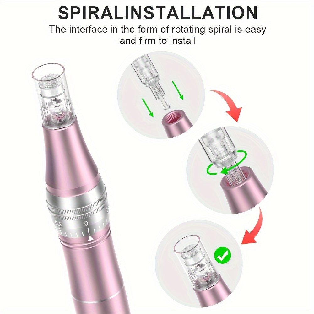 Wireless Charging Model Electric Derma pen & R-Nano Massage Heads