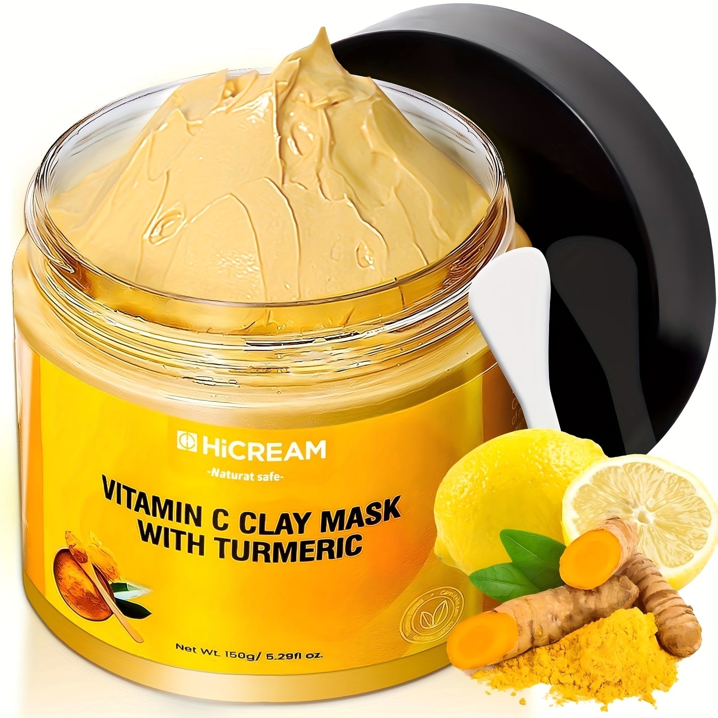5.29 Oz Turmeric Vitamin C Clay Mask Turmeric Face Clay Mask VC Cleansing Mask. Contains Natural Ingredients: Aloe Vera, Calendula For Plumped, Smoother Skin, Hypoallergenic, Suitable For All Skin Types, Great Holiday Gift Fo