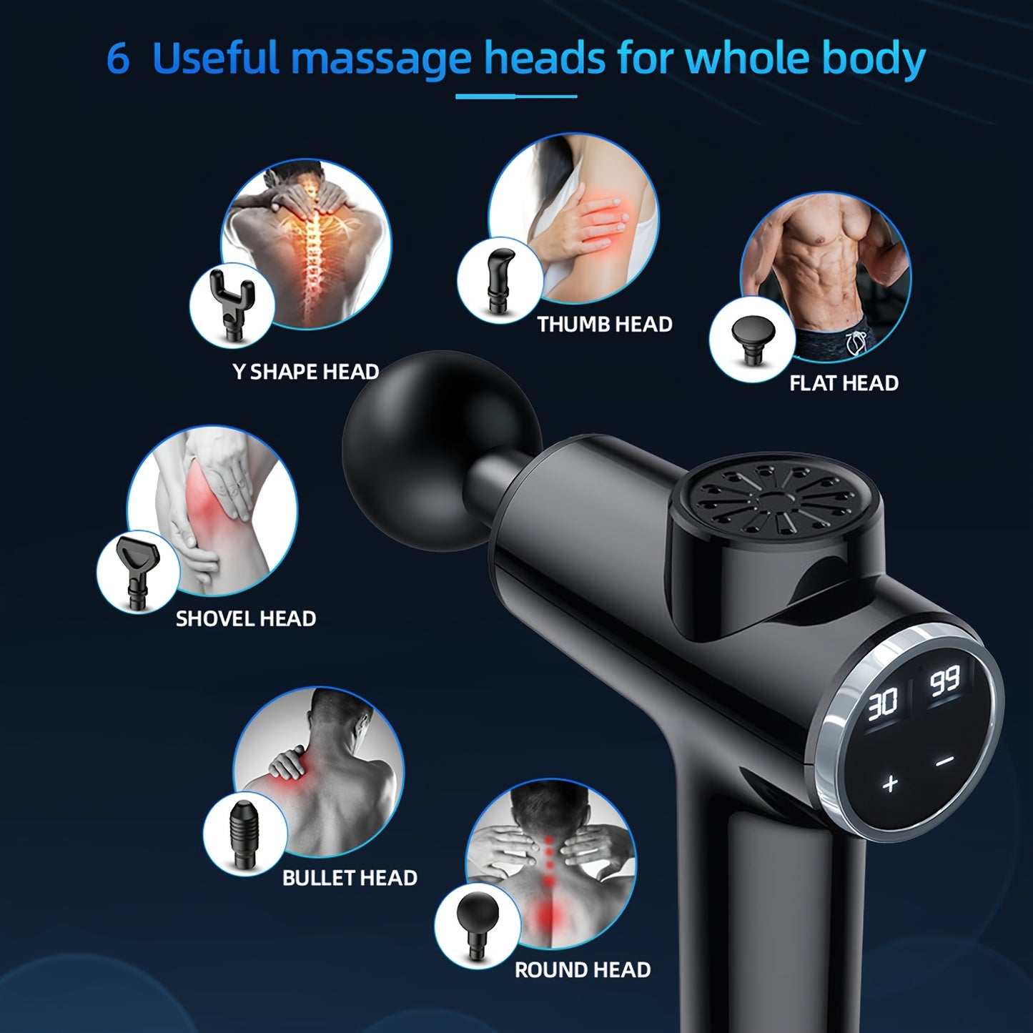 Deep Tissue Massage Gun With 30 Speeds And 9 Attachments