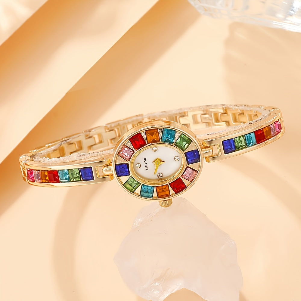 Elegant Golden-Tone Quartz Watch for Women with Luxury Strap