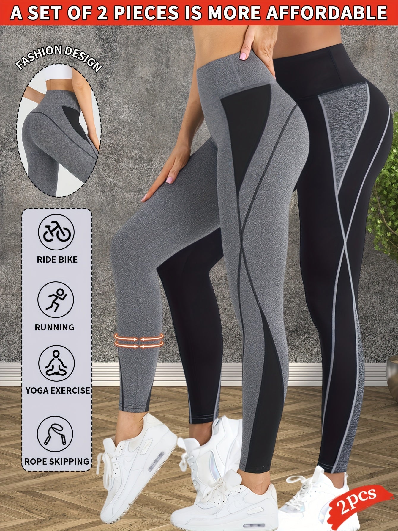 2-Pack Women's Non-See-Through Yoga Pants - High-Waisted Tummy Control Leggings, Quick-Dry Stretchy Workout Pants for Gym, Running, Pilates - Non-Slip Grip & All-Season Fitness Apparel (Machine Washable) - Ideal Gift for Wome