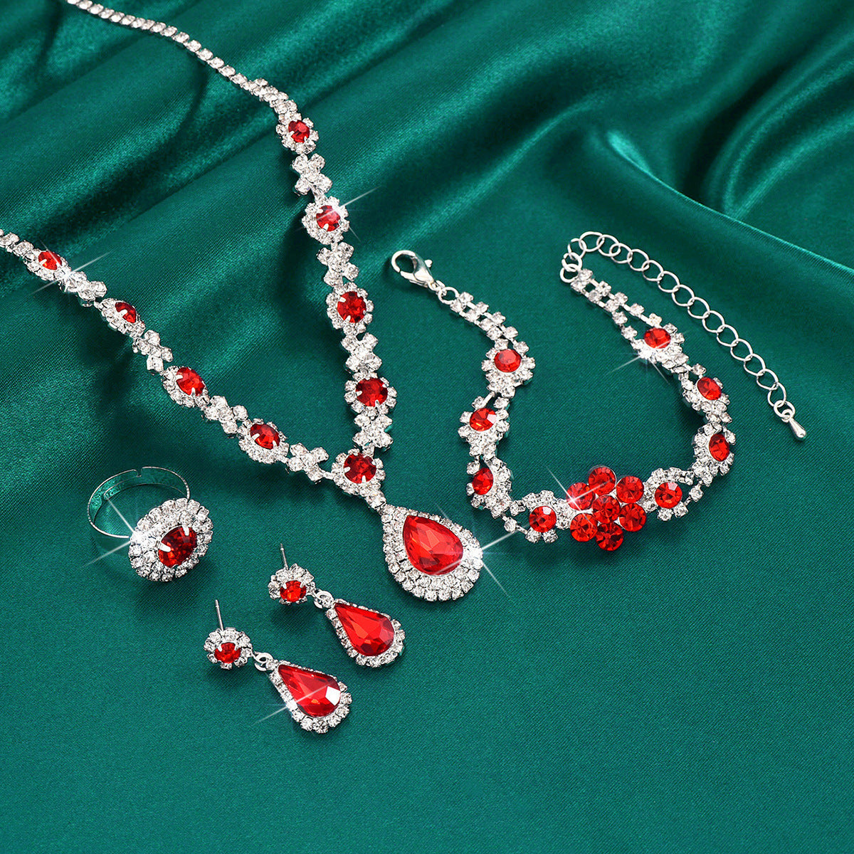 Elegant Flower Water Drop Jewelry Set for Bridal Parties