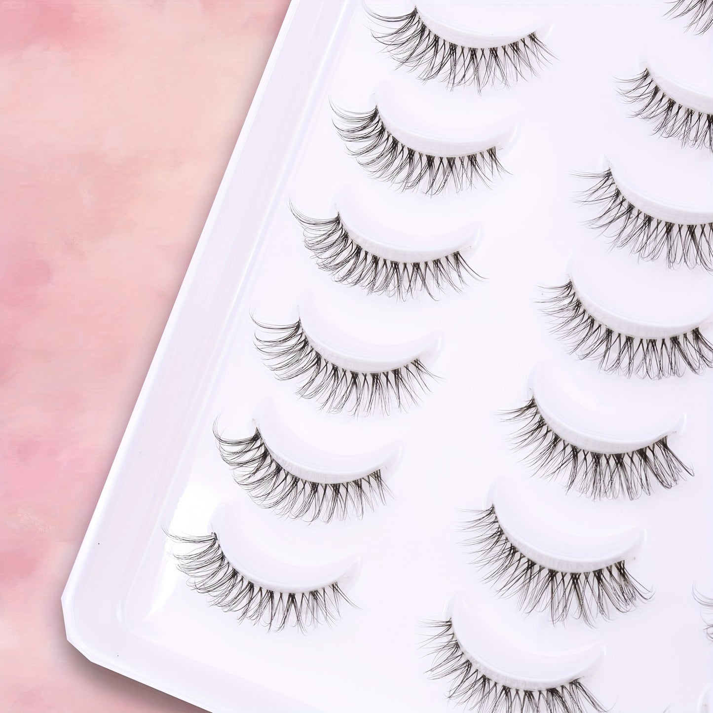 False Eyelashes - Natural, Long with Transparent Stem