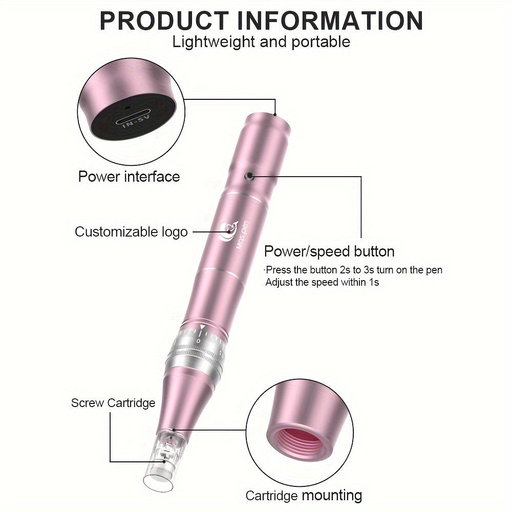 Wireless Charging Model Electric Derma pen & R-Nano Massage Heads
