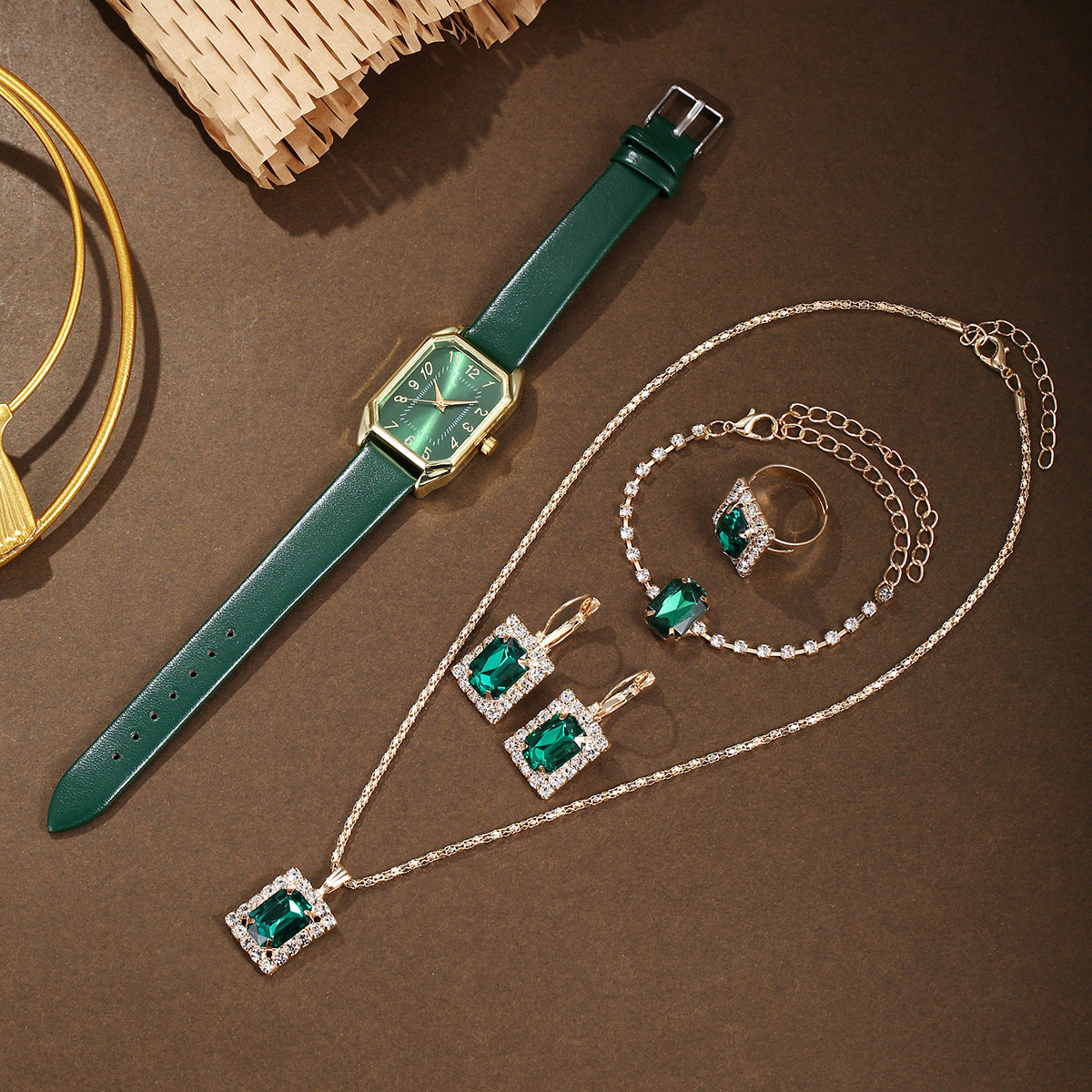 Casual Fashion Jewelry Set Watch Necklace Earrings Ring