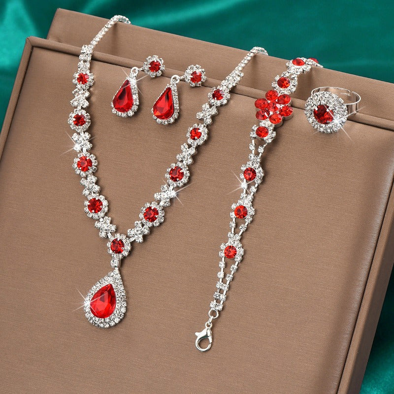 Elegant Flower Water Drop Jewelry Set for Bridal Parties