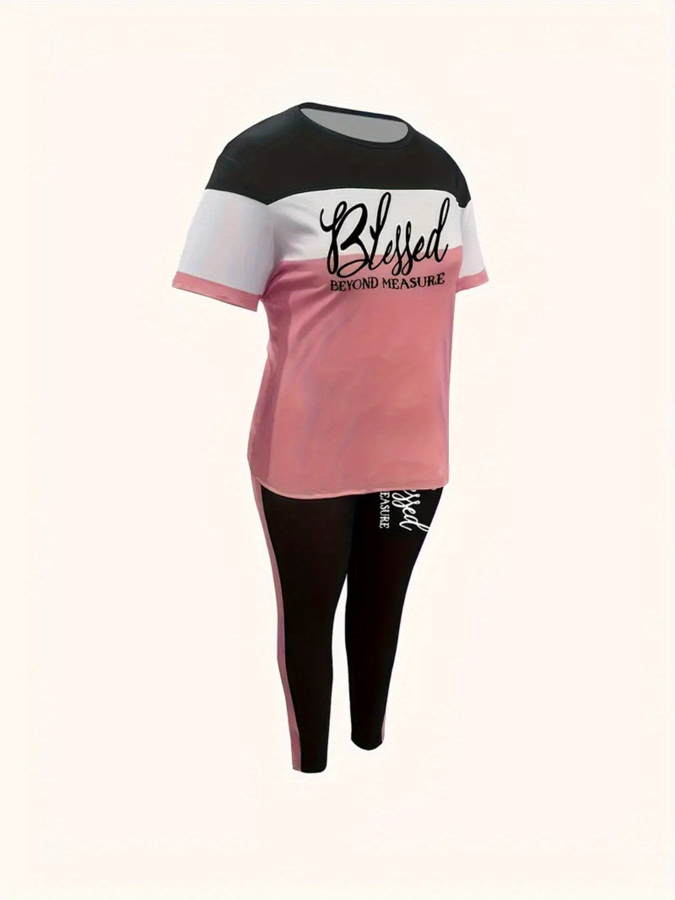 Womens Two Piece Set Blessed Pattern T Shirt And Pants