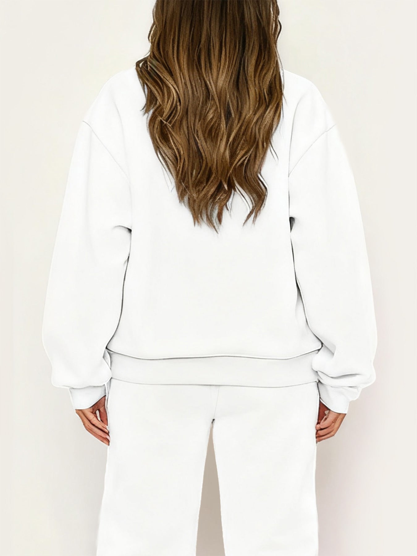 Women'S Cozy Fleece-Lined Sweatshirt and Pants Set - Casual Crew Neck, Long Sleeve, Drawstring Waist, with Red & Santa Hat Print, Perfect for Fall/Winter, Winter Clothing | Casual Style | Fleece Lined Sweatshirt