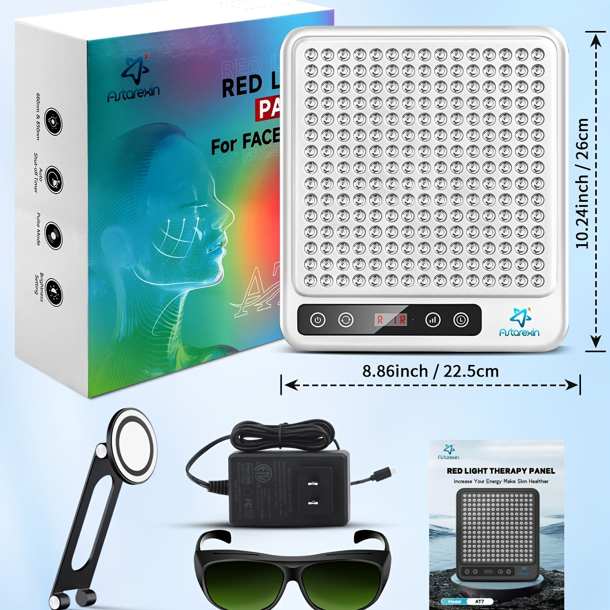 225 LEDs Dual-Chip Red Light Therapy Panel, Portable 660nm Red Light & 850nm Near-Infrared LED Device With Stand Timer, For Face Body Skin Care Home Spa Use