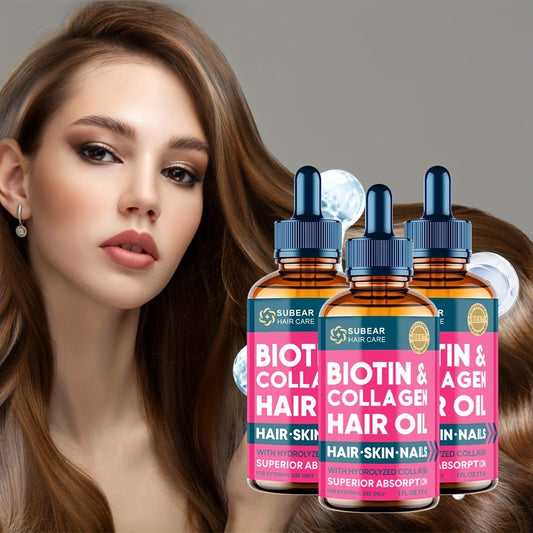 [3pcs Biotin Serum] 3pcs Biotin Hair Serum | Hair Oil for Thin and Damaged Hair, Frizzy Hair, Healthier Scalp for Men & Women | 30ml/1fl.oz