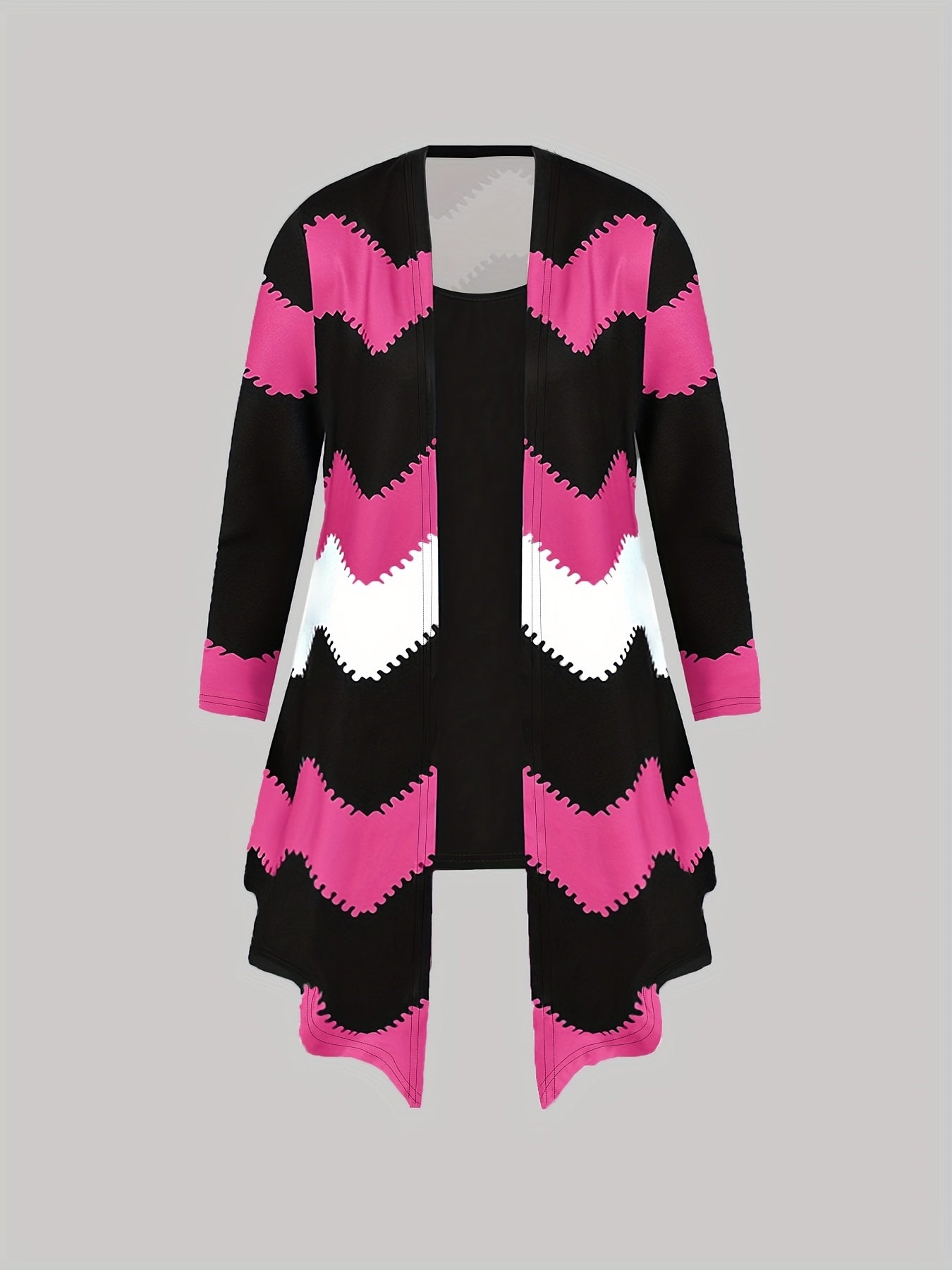 Casual Women Set With Camisole Leggings Chevron Cardigan