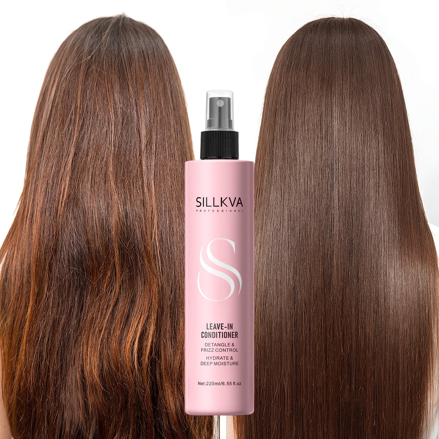 SILLKVA Biotin & Keratin Leave-In Spray - Anti-Frizz Treatment For Dry/Damaged/Curly Hair, Strengthens & Protects Against Breakage/Split Ends, Heat Protection, Detangler