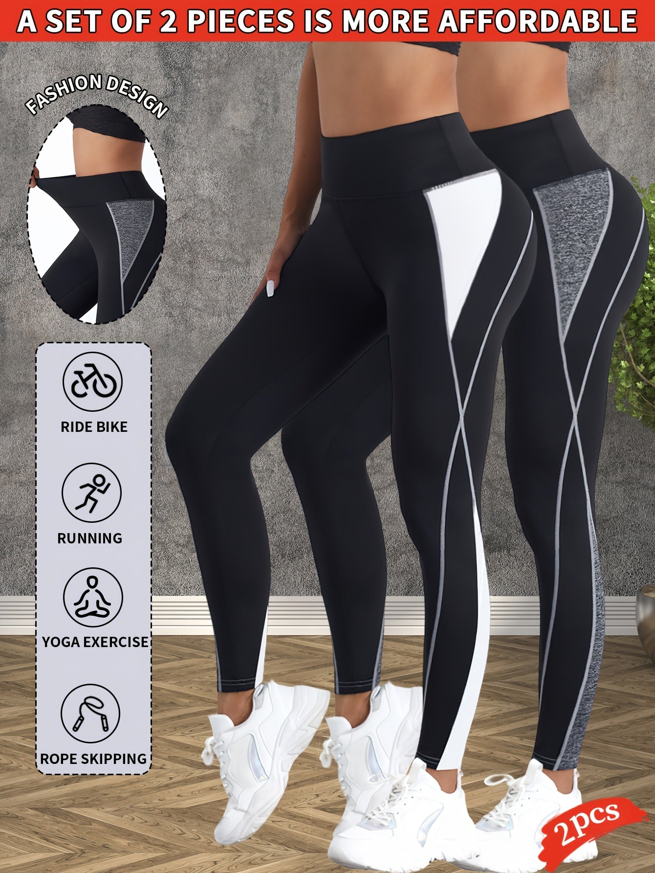 2-Pack Women's Non-See-Through Yoga Pants - High-Waisted Tummy Control Leggings, Quick-Dry Stretchy Workout Pants for Gym, Running, Pilates - Non-Slip Grip & All-Season Fitness Apparel (Machine Washable) - Ideal Gift for Wome