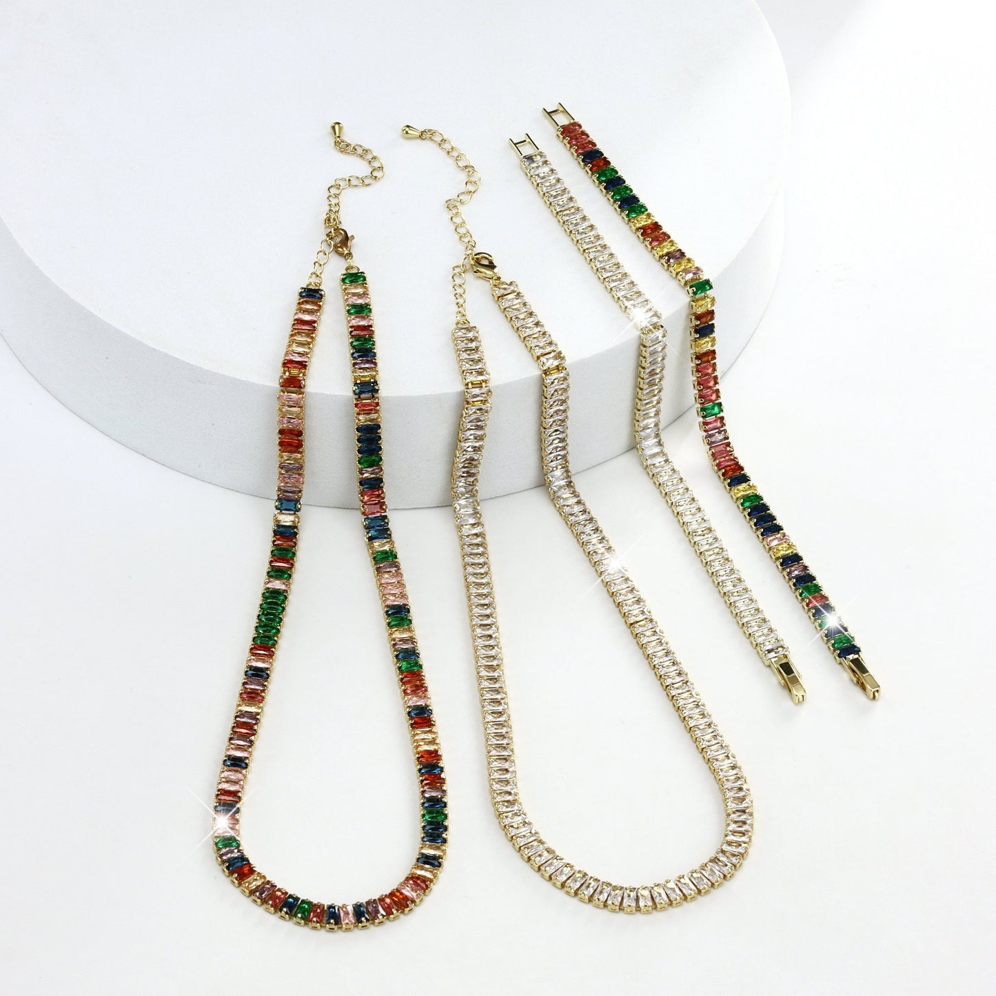 Elegant S925 Silver Bracelet And Necklace Set With Natural Stones