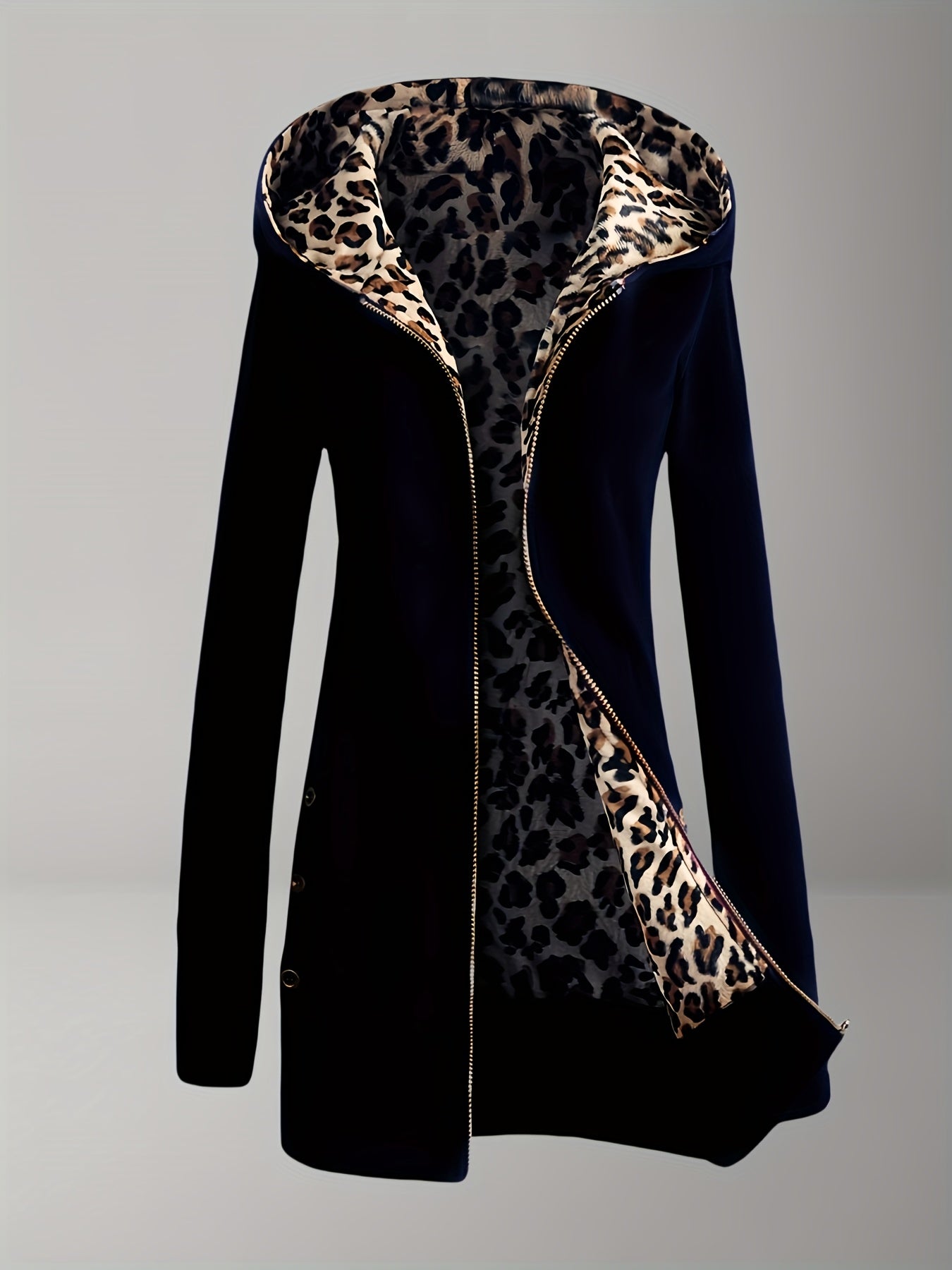 Reversible Leopard Print Hooded Jacket for Fashionable Women