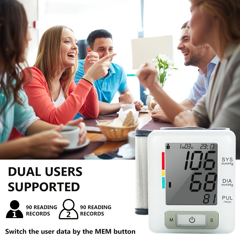 URION Wrist Blood Pressure Monitor with Large LCD Display